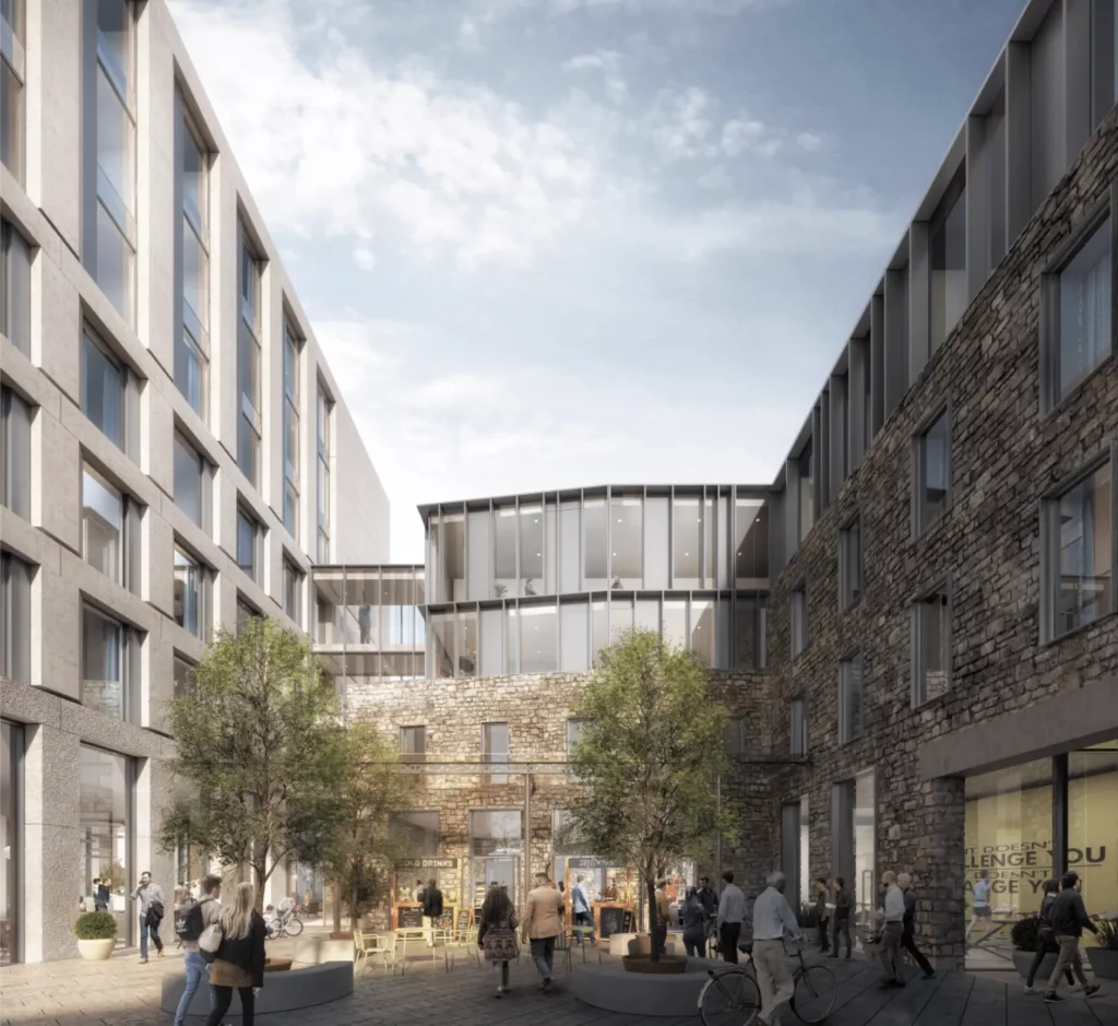 Third exterior render of Dublin Staying project focusing on facade materials and design rhythm