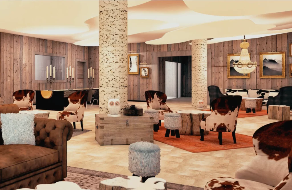 Main lounge at Ecrin Blanc with spacious seating area and alpine ambiance