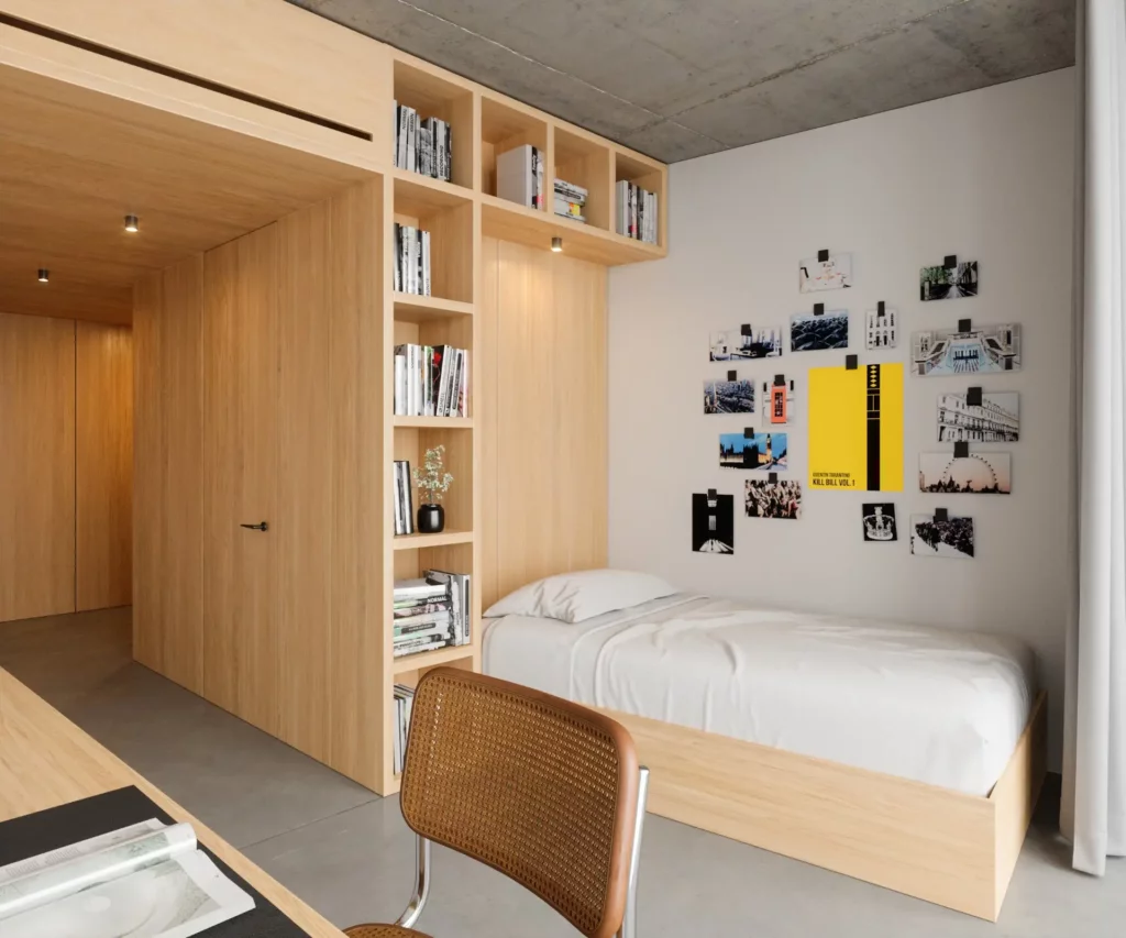 Hoso Tower studio layout featuring compact living space with modern furnishings