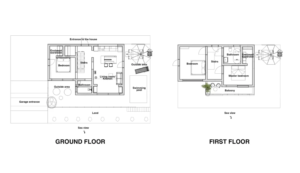 Full floor plan of MediVilla I illustrating overall villa layout across levels