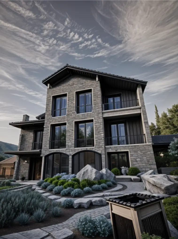 Exterior view of MediVilla III featuring contemporary villa design and landscaped surroundings