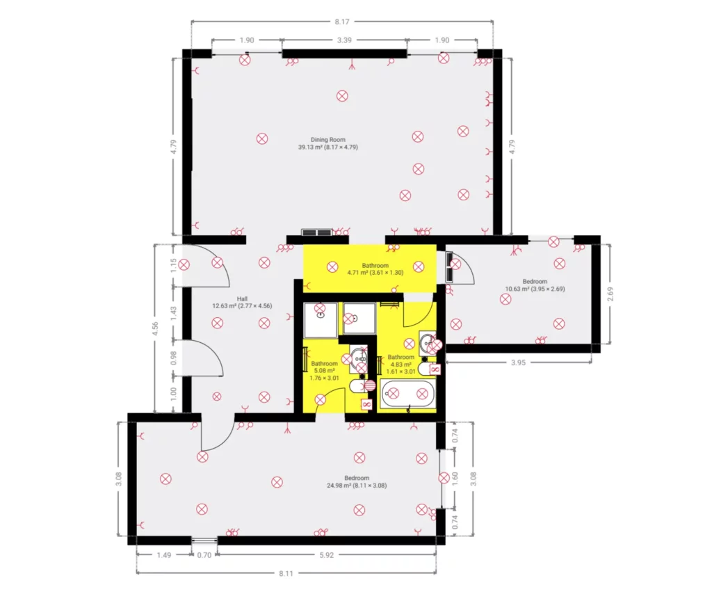 First floor plan of MediVilla III showing room arrangement and circulation layout